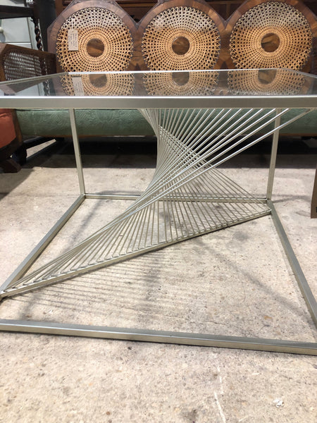 Geometric Metal & Glass Coffee Table