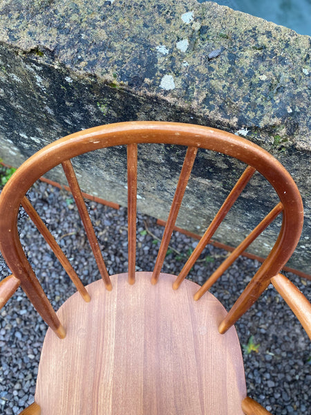 Pair Blonde Ercol 370a Windsor Carver Chairs