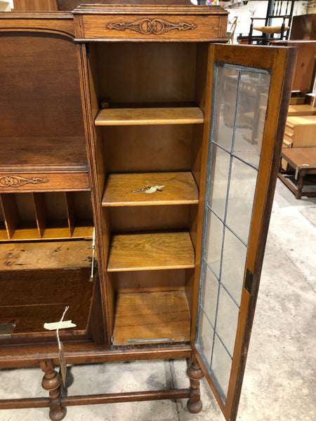 Vintage Oak Side by Side Bureau Bookcase