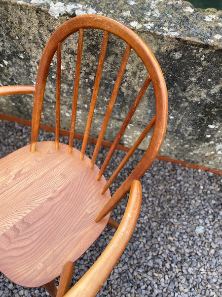 Pair Blonde Ercol 370a Windsor Carver Chairs