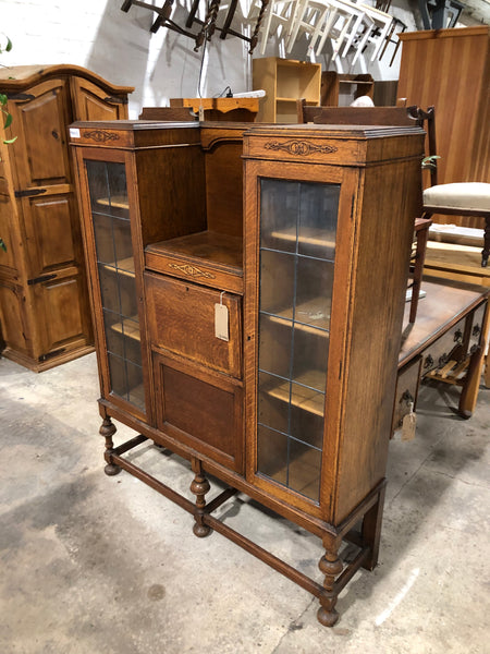 Vintage Oak Side by Side Bureau Bookcase