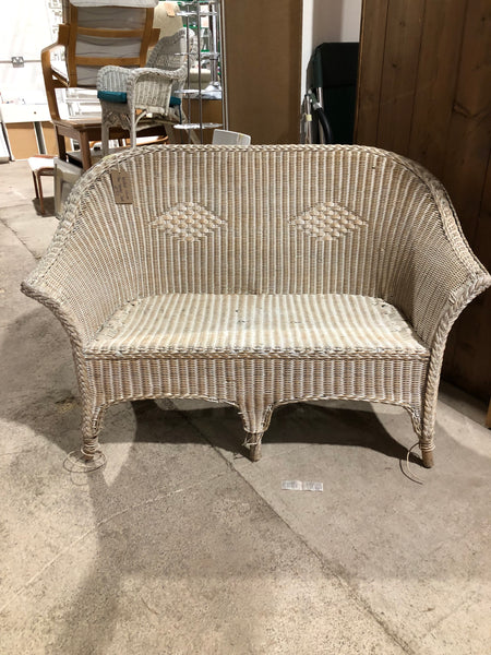 White Wicker Two Seater Seat