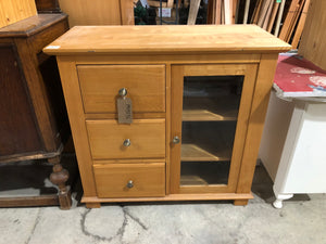 Oak Sideboard with 3 Drawers & Glass Cabinet - GHC