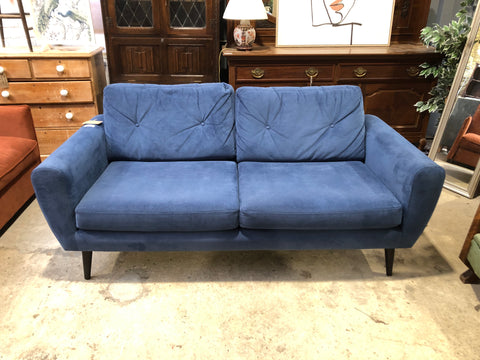 Contemporary Blue Faux Suede Sofa