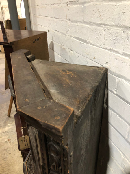 Antique Carved Oak Corner Cabinet