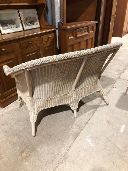 White Wicker Two Seater Seat